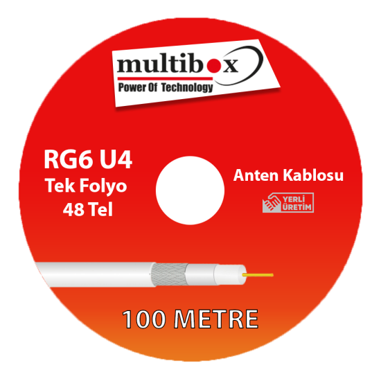 Multibox RG6 U4 Tek Folyo 48 Tel Anten Kablosu 300 Metre